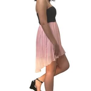 Material Girl strapless pink black accordion dress M